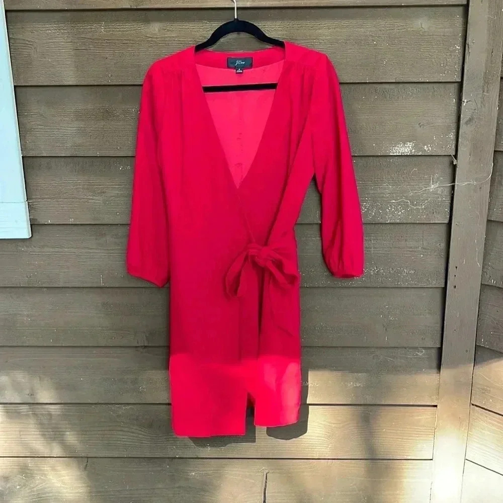 J. Crew crimson color wrap dress size 2